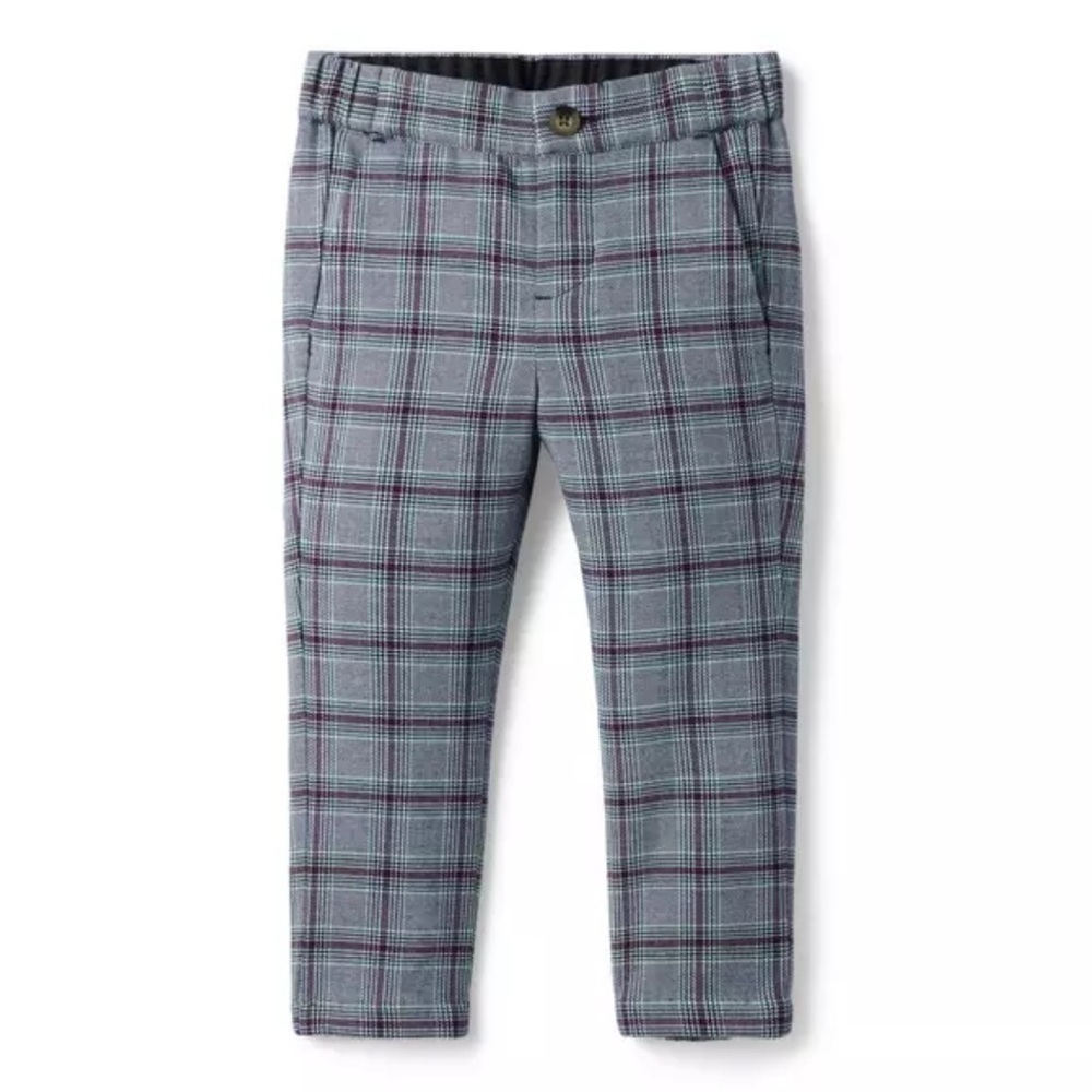 Janie and Jack Plaid Dress Pants in Blue and Gray